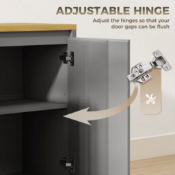 Homcom Kitchen Sideboard, Storage Cabinet With Double Doors, Grey - thumbnail 6