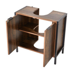 Thehotsale 60 X 30 X 60Cm Double-Door U-Shaped Under Sink Cabinet, Brown - thumbnail 4