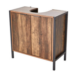 Thehotsale 60 X 30 X 60Cm Double-Door U-Shaped Under Sink Cabinet, Brown - thumbnail 3