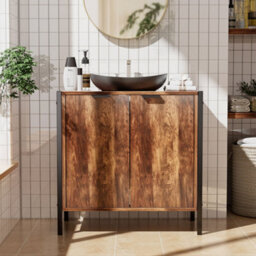 Thehotsale 60 X 30 X 60Cm Double-Door U-Shaped Under Sink Cabinet, Brown - thumbnail 1