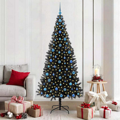 Vidaxl Christmas Tree With 300 Leds With Stand Black 210 Cm Pvc - image 1