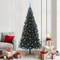 Vidaxl Christmas Tree With 300 Leds With Stand Black 210 Cm Pvc