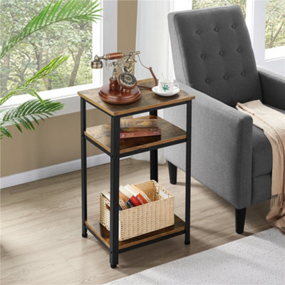 Yaheetech Rustic Brown 2 Shelves Wooden Side Table For Small Spaces - image 1