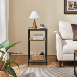 Yaheetech Rustic Brown 2 Shelves Wooden Side Table For Small Spaces - thumbnail 2
