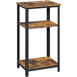 Yaheetech Rustic Brown 2 Shelves Wooden Side Table For Small Spaces - thumbnail 3