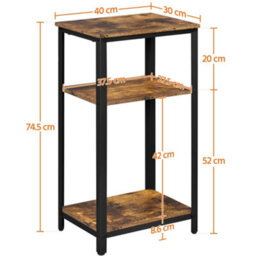 Yaheetech Rustic Brown 2 Shelves Wooden Side Table For Small Spaces - thumbnail 4
