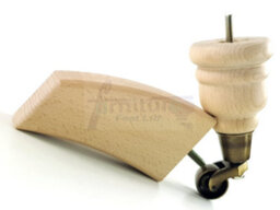 L&F Wood Furniture Feet 2X With Castors 2X Curved Back Replacement Legs For Sofas Chairs Stools Settees M8 Rjb165 - thumbnail 6