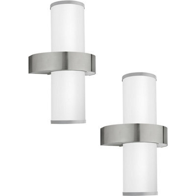 2 Pack Ip44 Outdoor Wall Light - Stainless Steel & Silver Lantern With E27 Bulbs - image 1
