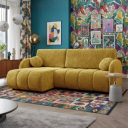 Zara L 2R+Lc Universal Corner Sofa Bed With Storage Mustard