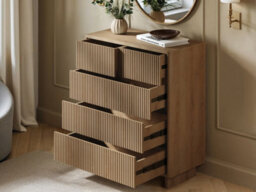 Solace+Co Velmor 2 Piece Ribbed Chest Of Drawers Set, Oak - thumbnail 3
