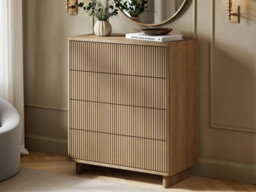 Solace+Co Velmor 2 Piece Ribbed Chest Of Drawers Set, Oak - thumbnail 2