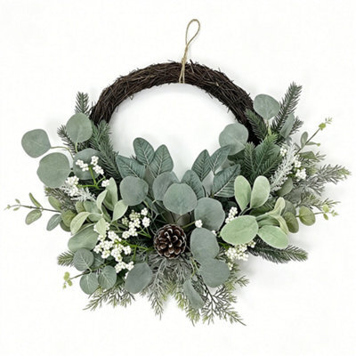 Swantex 50Cm Berries Christmas Wreath - Green & White