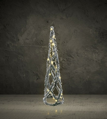 Urbn-Living Urbnliving 80Cm Led Light Up Christmas Tree Cone Pyramids Glitter Fairy Ornament Green And White Snow Colour - image 1