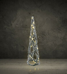 Urbn-Living Urbnliving 80Cm Led Light Up Christmas Tree Cone Pyramids Glitter Fairy  Ornament Green And White Snow Colour - thumbnail 1