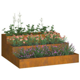 Berkfield Garden Planter Rusty 90 X 90 X 35 Cm Weathering Steel - thumbnail 3