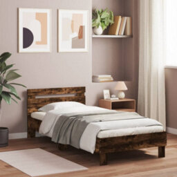 Berkfield Bed Frame Without Mattress With Headboard Smoked Oak 90X200 Cm