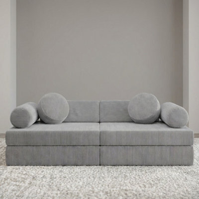 Adell Freestanding Upholstered Foam Sofa For Living Room With Loose Cushions Width 130Cm Depth 65Cm Light Grey - image 1