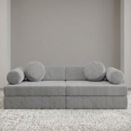 Adell Freestanding Upholstered Foam Sofa For Living Room With Loose Cushions Width 130Cm Depth 65Cm Light Grey - thumbnail 1