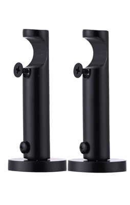 Lister Cartwright 19mm Curtain Pole Ends Brackets With Adjustable Screws Metal Finish (Pack Of 2)