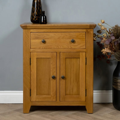 Elm Home And Garden Quality Oak Small 2 Door Sideboard Hall Table Buffet Fully Assembled 81Cm High X 70Cm Wide X 35Cm Deep - image 1