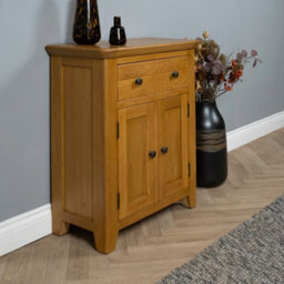Elm Home And Garden Quality Oak Small 2 Door Sideboard Hall Table Buffet Fully Assembled 81Cm High X 70Cm Wide X 35Cm Deep - thumbnail 4