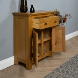 Elm Home And Garden Quality Oak Small 2 Door Sideboard Hall Table Buffet Fully Assembled 81Cm High X 70Cm Wide X 35Cm Deep - thumbnail 5