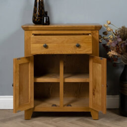 Elm Home And Garden Quality Oak Small 2 Door Sideboard Hall Table Buffet Fully Assembled 81Cm High X 70Cm Wide X 35Cm Deep - thumbnail 2