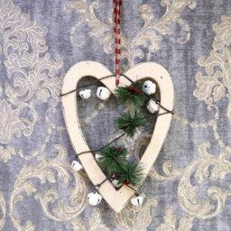 Shatchi Wooden Hanging Decoration Heart Shape Cream 23X1.2X30 Cm - thumbnail 3