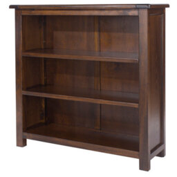 Core Products 3 Shelf Low Wide Bookcase, Rich Dark Brown Lacquer Finish, Boston Range H90.0Cm X W90.0Cm X D30.0Cm