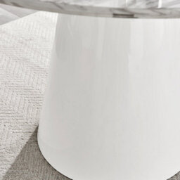 Furniturebox Palma White Marble Effect Round 4-6 Seater Pedestal Dining Table & 4 Grey Corona Faux Leather Silver Leg Chairs - thumbnail 8