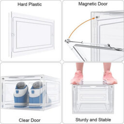 6 Pack White Stackable Clear Plastic Shoe Storage Boxtrainer Organiser - thumbnail 4