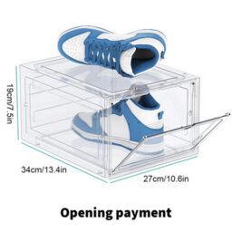 6 Pack White Stackable Clear Plastic Shoe Storage Boxtrainer Organiser - thumbnail 2