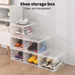 6 Pack White Stackable Clear Plastic Shoe Storage Boxtrainer Organiser - thumbnail 3