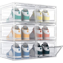 6 Pack White Stackable Clear Plastic Shoe Storage Boxtrainer Organiser