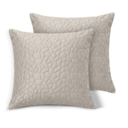Ameha Beige Embossed Pebbles Velvet Cushion Cover, 18X18 Inch, Pack Of 2, Ultra Soft, Breathable & Hypoallergenic