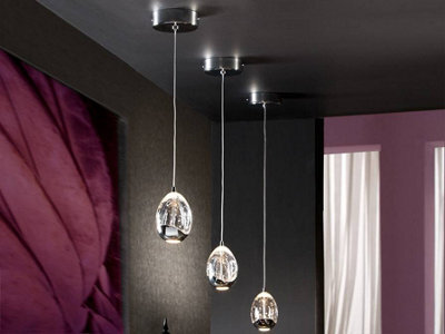 Luminosa Lighting Luminosa Roc Integrated Led Crystal Cluster Drop Ceiling Pendant Chrome Bubble Effect - Uk Stock - image 1