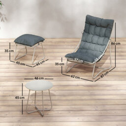 Outsunny 3 Piece Bistro Set, Outdoor Table And Chair Set With Footstool - thumbnail 3