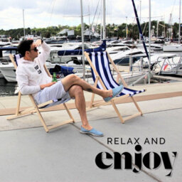 Novecrafto Classic Folding Wood Deck Chairs Set Of 4 - Adjustable Deck Chair For Beach/garden - Seaside Lounger With Navy Blue Canvas Fabric - thumbnail 6
