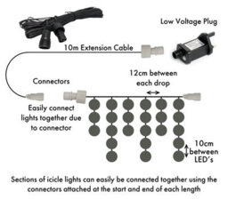 Best Artificial 5M/16Ft Warm White Connectable Icicle Lights 166 Mains Powered Leds 8 Settings Memory & Timer Outdoor Weatherproof Christmas - thumbnail 7