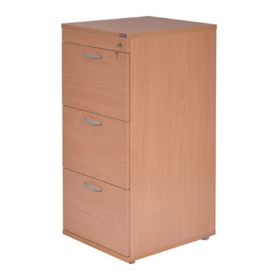 RB UK Nautilus Designs 3 Drawer Filing Cabinet Office File Cabinet A4 Letter Size Beech - image 1