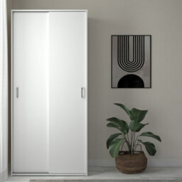 Furniture To Go Space Wardrobe With 2 Sliding Doors In White (W) 77.6 X  (H) 175.4 X  (D) 48.2Cm - thumbnail 1