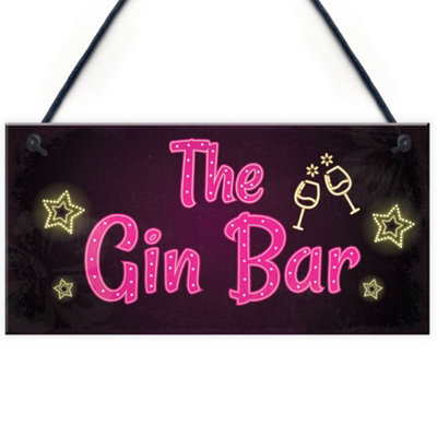 Red Ocean Novelty Gin Bar Sign Neon Effect Home Bar Man Cave Kitchen Sign Gin Gifts - image 1