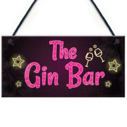 Red Ocean Novelty Gin Bar Sign Neon Effect Home Bar Man Cave Kitchen Sign Gin Gifts - thumbnail 1