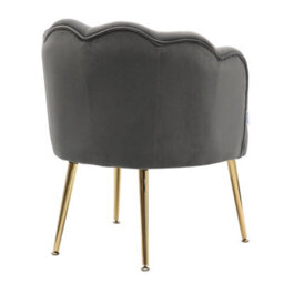 Living And Home Grey Frosted Velvet Effect Tub Chair Occasional Armchair With Metal Legs - thumbnail 4