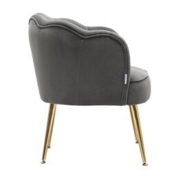 Living And Home Grey Frosted Velvet Effect Tub Chair Occasional Armchair With Metal Legs - thumbnail 3