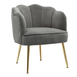 Living And Home Grey Frosted Velvet Effect Tub Chair Occasional Armchair With Metal Legs - thumbnail 2