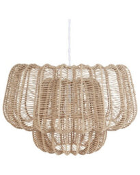 Wyld And Coco Japandi Pendant Lamp, Handcrafted Beige Paper Rope Shade, Geometric Cage, Adjustable Height - thumbnail 3
