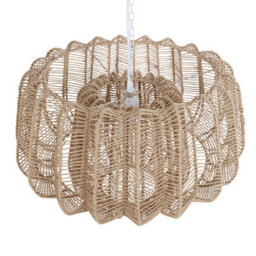 Wyld And Coco Japandi Pendant Lamp, Handcrafted Beige Paper Rope Shade, Geometric Cage, Adjustable Height - thumbnail 1