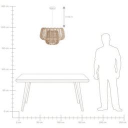 Wyld And Coco Japandi Pendant Lamp, Handcrafted Beige Paper Rope Shade, Geometric Cage, Adjustable Height - thumbnail 7