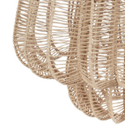 Wyld And Coco Japandi Pendant Lamp, Handcrafted Beige Paper Rope Shade, Geometric Cage, Adjustable Height - thumbnail 5